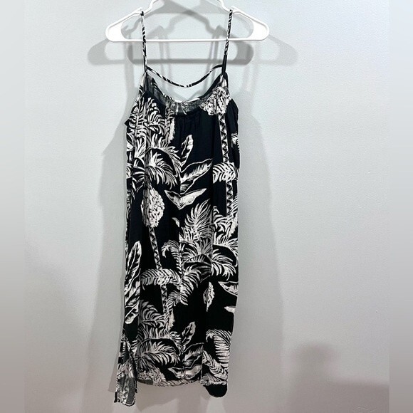 H&M black and white tropical print midi sundress size medium - Picture 3 of 5